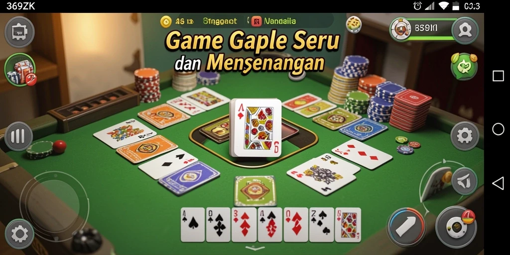 Gameplay seru Gaple di 369ZK dengan teman-teman.