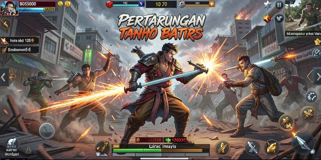 Gameplay mendebarkan dalam BOS5000 dengan karakter bertarung.