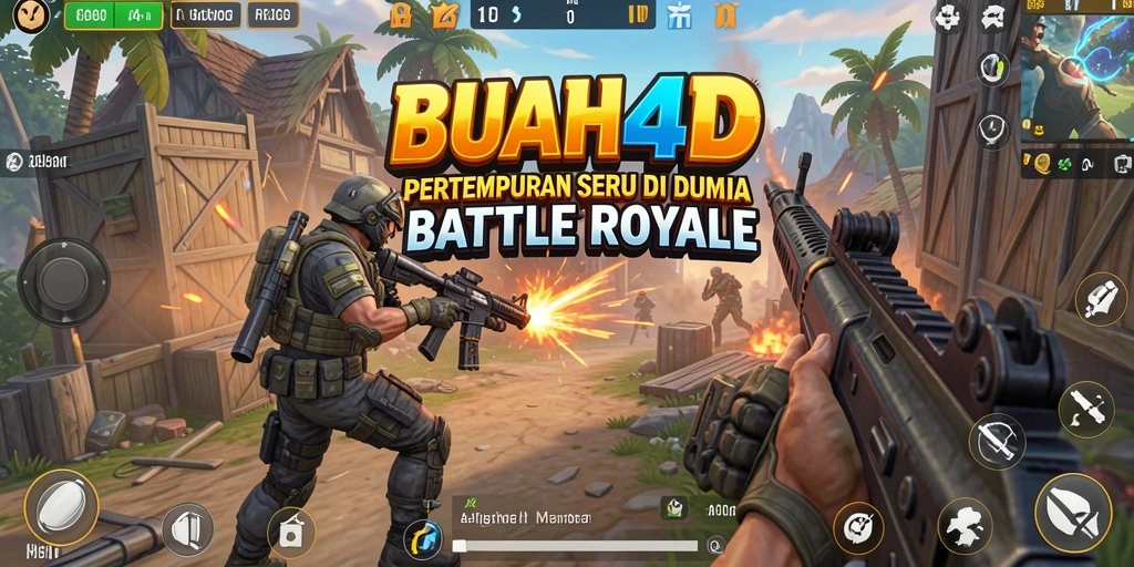 Screenshot aksi seru dalam BUAH4D Battle Royale.