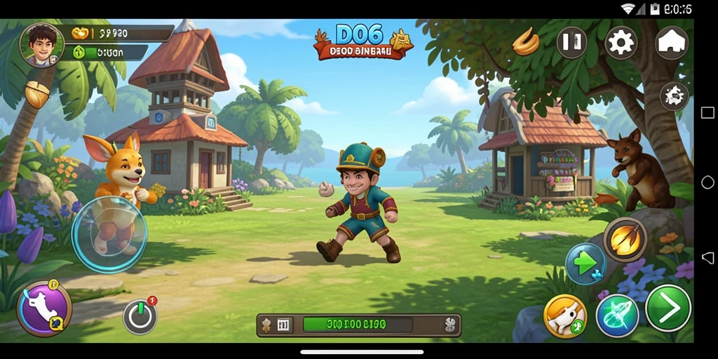 Screenshot gameplay D06 yang menarik dengan grafis penuh warna.