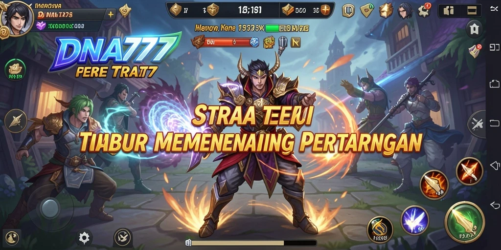 Screenshot gameplay strategis dalam DNA777 yang menampilkan pertempuran intens.