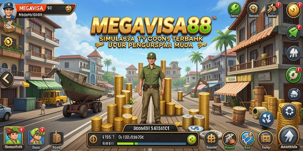 Tangkapan layar MEGAVISA88 menunjukkan aksi seru dalam mengelola bisnis Tycoon.