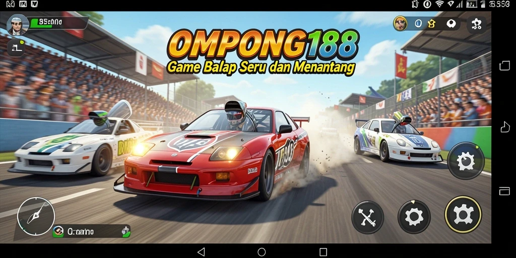 Screenshot OMPONG188 menampilkan aksi balapan yang mendebarkan.