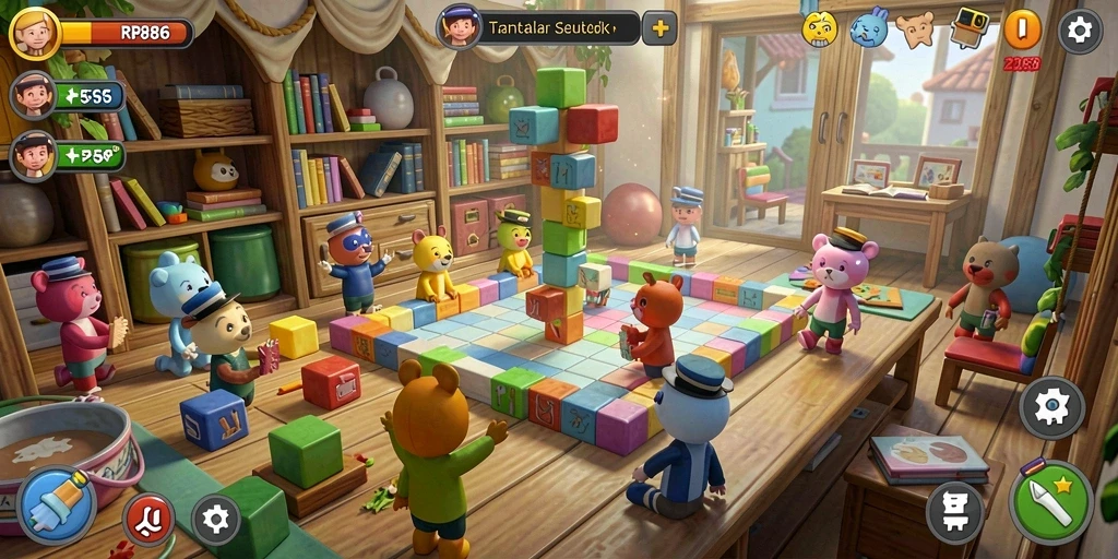 Gameplay menantang di RP886 dengan berbagai puzzle menarik.