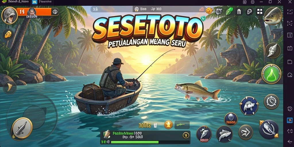 Tampilan gameplay SESETOTO yang menarik saat memancing.