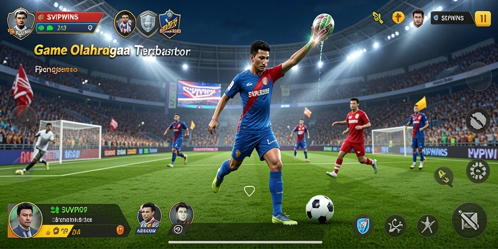 Screenshot utama SVIPWINS menampilkan aksi seru dalam kompetisi olahraga.