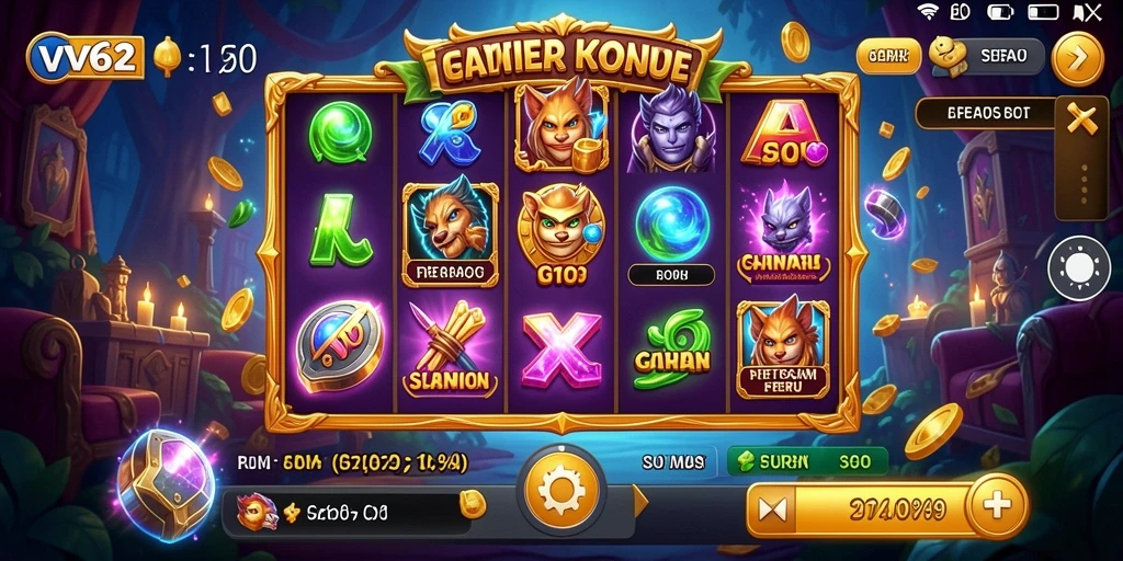 Tampilan gameplay Slot yang penuh warna dan menarik di VV62.